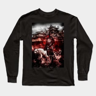 Red wolf samurai oni ronin Long Sleeve T-Shirt